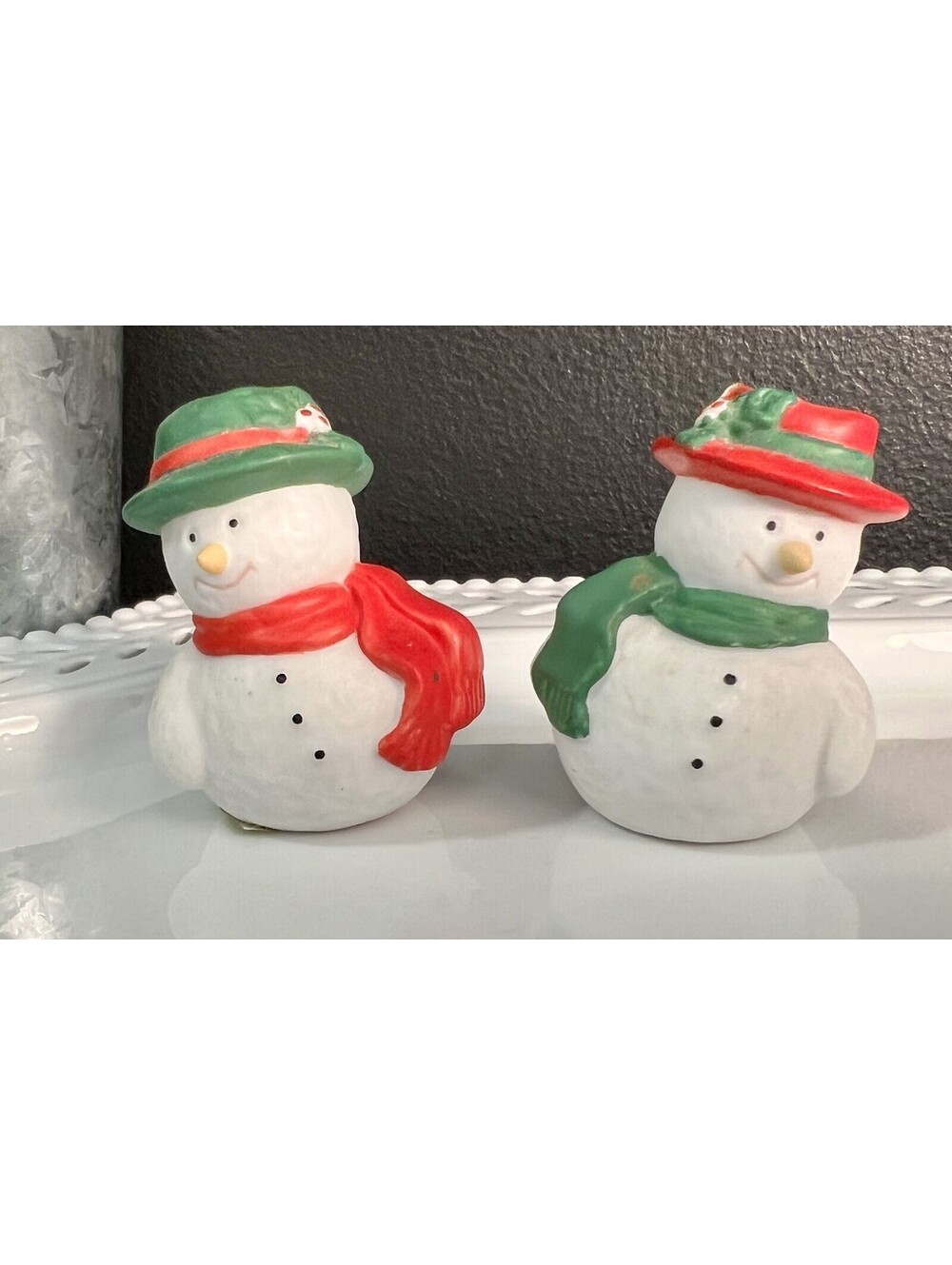 Vintage Snowman Salt And Pepper Shaker Set, Christmas Winter Salt And Pepper